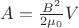$A=\frac{B^2}{2\mu_0}V$