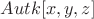 $Autk[x,y,z]$