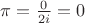 $\pi = \frac{0}{2i} = 0$