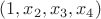 $(1,x_2,x_3,x_4)$