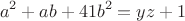 $$a^2 + ab + 41b^2 = yz + 1$$