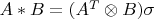 $A * B = (A^T \otimes B) \sigma$