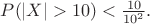 $P(|X|>10)<\frac{10}{10^2}.$