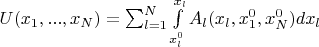 $U(x_1,...,x_N)=\sum_{l=1}^{N}\int\limits_{x_l^0}^{x_l}A_l(x_l,x_1^0,x_N^0)dx_l$
