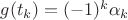 $g(t_k)=(-1)^k\alpha_k$