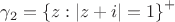 $\gamma_2=\left\lbrace z: \left\lvert z+i\right\rvert=1\right\rbrace^+$