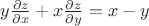 $y\frac{\partial z}{\partial x}+x\frac{\partial z}{\partial y}=x-y$