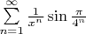 $\sum\limits_{n=1}^{\infty} \frac{1}{x^n} \sin{\frac{\pi}{4^n}}$