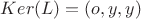 $Ker(L)={(o,y,y)}$