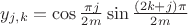 $y_{j,k}=\cos\frac{\pi j}{2m}\sin\frac{(2k+j)\pi}{2m}$