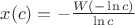 $x(c)=-\frac{W(-\ln c)}{\ln c}$
