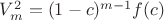 $V_m^2=(1-c)^{m-1}f(c)$