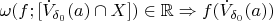 $\omega (f;[\dot{V}_{\delta_0}(a)\cap X])\in\mathbb{R} \Rightarrow f(\dot{V}_{\delta_0}(a))$
