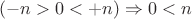 $(-n > 0 < +n) \Rightarrow 0<n$