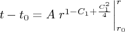 $t-t_0 = A \left. r^{1-C_1 +\frac{C_1^2}{4}} \right|^r_{r_0}$