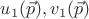 $u_1(\vec{p}), v_1(\vec{p})$
