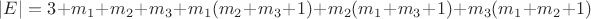 $|E|=3+m_1+m_2+m_3+m_1(m_2+m_3+1)+m_2(m_1+m_3+1)+m_3(m_1+m_2+1)$