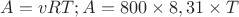 $A=vRT; A=800\times 8,31\times T$