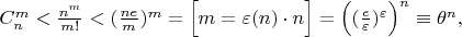 $C_n^m<\frac{n^m}{m!}<(\frac{ne}{m})^m=\Big[m=\varepsilon(n)\cdot n\Big]=\Big((\frac{e}{\varepsilon})^{\varepsilon}\Big)^n\equiv\theta^n,$