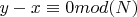 $y-x\equiv 0 mod (N)$