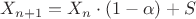 $X_{n+1}=X_n \cdot (1-\alpha)+S$