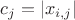 $c_{j} = |x_{i,j}|$ $c_{j} = |x_{i,j}|$