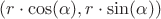 $(r\cdot\cos(\alpha),r\cdot\sin(\alpha))$