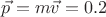 $\[\vec p = m\vec v = 0.2\]$