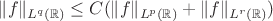 $\|f\|_{L^q(\mathbb{R})} \leq C(\|f\|_{L^p(\mathbb{R})} + \|f\|_{L^r(\mathbb{R})})$