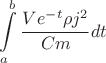 $$\int\limits_{a}^{b}\frac{Ve^{-t}\rho j^2}{Cm}dt$$