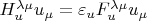 $H_u^{\lambda \mu}u_{\mu}=\varepsilon_u F_u^{\lambda \mu}u_{\mu}$