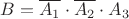 $B=\overline{A_1}\cdot\overline{A_2}\cdot{A_3}$