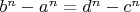 $b^n - a^n = d^n - c^n$