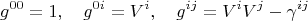 $$
g^{0 0} = 1, \quad g^{0 i} = V^i, \quad g^{i j} = V^i V^j - \gamma^{i j}
$$