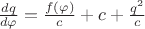 $\frac{dq}{d\varphi}=\frac{f(\varphi)}{c}+c+\frac{q^2}{c}$