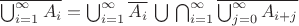 $\overline {\bigcup_{i=1}^\infty A_i}=\bigcup_{i=1}^\infty \overline{  A_i}\,\bigcup\,\bigcap_{i=1}^\infty\overline {\bigcup_{j=0}^\infty A_{i+j}}$