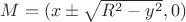 $M=(x \pm \sqrt{R^2-y^2}, 0)$