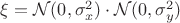 $\xi = \mathcal N(0, \sigma _x^2)\cdot \mathcal N(0, \sigma _y^2)$