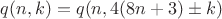 $q(n,k)=q(n,4(8n+3)&plusmn;k)$