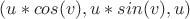 $(u*cos(v),u*sin(v),u)$