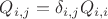 $Q_{i,j} = \delta_{i,j} Q_{i,i}$