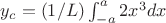$y_c=(1/L)\int_{-a}^{a}2x^3dx$