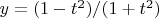 $y=(1-t^2)/(1+t^2)$