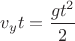 $v_y t = \dfrac{g t^2}{2}$