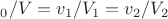$ &nu;_0/V=v_1/V_1=v_2/V_2$