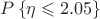 $P \left\lbrace\eta \leqslant 2.05\right\rbrace$