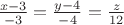 $\frac {x-3}{-3} = \frac {y-4}{-4} = \frac {z}{12}$