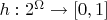 $h:2^\Omega\rightarrow [0,1]$