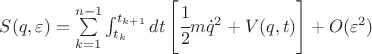 $S(q,\varepsilon)=\sum\limits_{k=1}^{n-1} \int_{t_k}^{t_{k+1}} dt \left[ \cfrac12 m \dot q^2 + V(q,t) \right] + O(\varepsilon^2)$