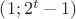 $\left(1;2^{t}-1\right)$